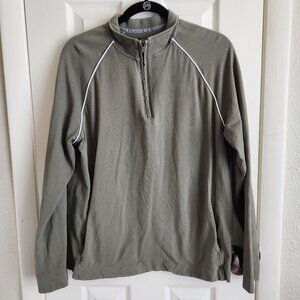 Van Heusen Mens Olive Green 1/4 Zip Pullover Sweatshirt M Regular Fit EUC